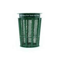 a green trash can with the words keep new york city clean on it