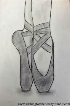 a drawing of a pair of ballet shoes