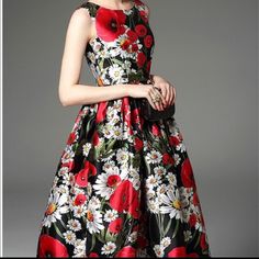 Mooerkerr Floral Dress Xl New With Tags Poppy And Daisy Midi Length 19” Pit To Pit 51” Length Skater Dress Formal, Vintage Floral Print Dress, Unique Bridesmaid Dresses, Floral Dress Formal, A Line Maxi Dress, Floral Print Midi Dress, Dress Flower, Maxi Robes, Floral Fashion