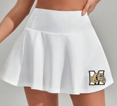 Super cute flowy skort! We can customize it with any school, team, dance team, company, business logo or any custom image/logo. White Stretch Skort For Cheerleading, White Sporty Skort For Cheerleading, Sporty White Skort For Cheerleading, Fitted White Skort For Cheerleading, Fitted White Tennis Skirt For Cheerleading, White Casual Skort For Cheerleading, Casual White Skort For Cheerleading, Casual White Tennis Skirt For Cheerleading, White Stretch Tennis Skirt For School