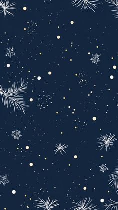 snowflakes and stars on a dark blue background