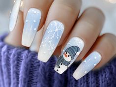 Celebrate the holiday season in style with our charming Lovable Christmas Snowman Press-On Nails! Featuring a delightful hand-painted snowman design, adding a festive touch to your look. You will receive a full set of 10 nails in your size along with a complimentary gift of a nail file, cuticle stick, alcohol wipes, and nail glue. If you prefer tape tabs instead of glue, just let us know. I am more than happy to personalize your order, so please reach out to me to discuss your preferences.  When it comes to sizing, I want to make sure you get the perfect fit. Please follow our Sizing Guide to determine your correct size. Please note that while I do my best to accurately showcase nail colors in photos, actual colors may vary due to screen and lighting differences. Handmade items may also ha Christmas Nail Snowman, Christmas Nail Designs Snowman, Snowman Nails Acrylic, Frosty The Snowman Nails, Christmas Snowman Nails, Snow Man Nails, Winter Theme Nails, Winter Nails With Snowflakes, Snowman Christmas Nails