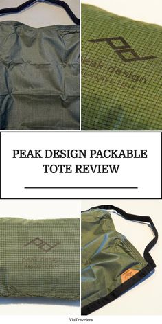 Peak Design Packable Tote reviewed in various angles and folded states.