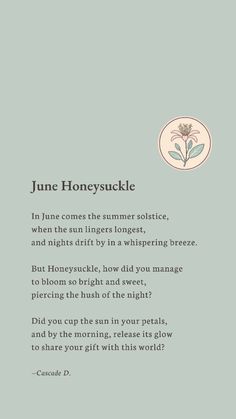 an image of the title page for june honeysuckle