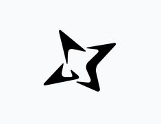 a black and white logo with an abstract star on the bottom right corner, which appears to be curved in half