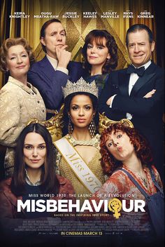 the poster for misbehavour starring actors from left to right, who are wearing tiaras