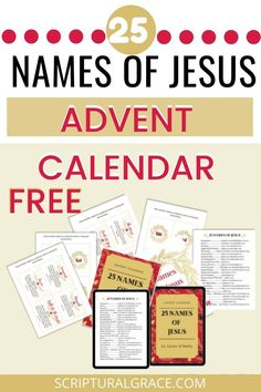 25 Names Of Jesus Advent Calendar | Titles Of Jesus free printable names of jesus cards and a list of his names. Names Of Jesus Printable, Jesus Advent Calendar, Advent Calendar Christian, Advent Scripture, Nativity Advent, Jesus Printable, Advent Calendar Activities