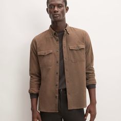 The Brushed Flannel Shirt Heathered Cocoa Brown – Everlane Rugged Long Sleeve Flannel Shirt For Winter, Rugged Brown Shirt For Fall, Rugged Long Sleeve Cotton Flannel Shirt, Rugged Cotton Flannel Shirt For Fall, Rugged Cotton Shirt For Fall, Casual Everlane Cotton Shirt, Everlane Relaxed Fit Long Sleeve Shirt, Black Tie Optional, Blue Button Up Shirt