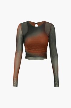 Orange Long Sleeve Top, Mesh Long Sleeve Top, Mesh T Shirt, Mesh Long Sleeve, Faux Leather Skirt, Grunge Style, List Style, Mode Vintage, Autumn Fashion Women