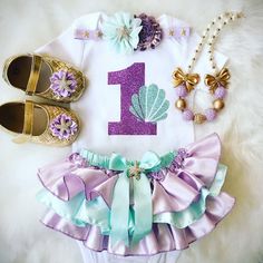 Mermaid 1st Birthday/First Birthday outfit/Little mermaid/Under the sea Seashell Birthday, Mermaid 1st Birthday, Lavender Birthday, Mermaid Birthday Outfit, Lavender Outfit, 1st Birthday Party For Girls, Ariel Birthday, Mermaid Crafts, Girls Names