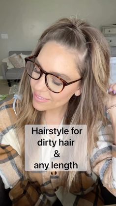 Re-sharing my first viral hairstyle with you guys cause I love this easy hairstyle so much! Save for later! Shacket from… | Instagram Teacher Hairstyles, Hairstyles With Glasses, Easy Hair Updos, Smile Photography, Hairdos For Short Hair, Easy Hairstyle, Mom Hairstyles, Hair Tutorials For Medium Hair, Work Hairstyles