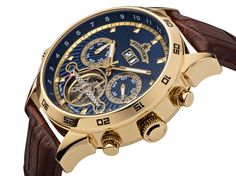 Calendar Date, Classic Gold, Skeleton Watch, Audemars Piguet, Luxury Watch, Leather Band, Cow Leather, Stainless Steel Case, Time Piece