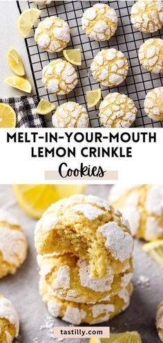 Enjoy every bite of these mouth-watering lemon crinkle cookies with bright and tangy lemon flavor, and a soft texture that melts in your mouth. Christmas Cookie Recipes Holiday, Crinkle Cookies Recipe, Lemon Crinkle Cookies, Lemon Cookies Recipes, Cake Mug, Lemon Flavor, Cookie Time, Crinkle Cookies, Lemon Cookies