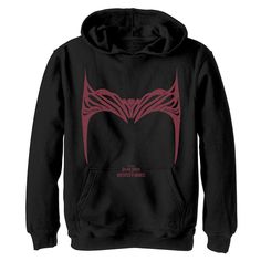 a black hoodie with red graphic on it