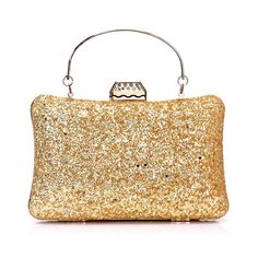 Size: 20*12*6CMMaterial: Metal Diamonds  It can easily accommodate your cosmetics, sunglasses，mobile phone and any other small necessities. The surface decorated by the Magic glitter sequins. The exquisite and elegant style made you 100% attracts lots of admiring glances. The removable chain-strap for you to choose hol Gold Sequined Bags For Party, Square Evening Bag With Detachable Handle For Party, Luxury Square Evening Bag With Detachable Handle For Party, Luxury Square Evening Bag With Detachable Handle, Gold Sequined Party Bag, Gold Sequin Party Bag, Elegant Rectangular Sequin Clutch, Gold Party Bags With Sequins, Handheld Sequined Evening Bag For Parties