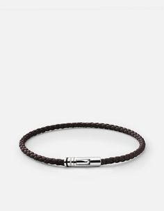 The men's Juno Leather Bracelet is constructed using genuine Italian leather and features a sterling silver spring clasp closure adorned with enamel stripes. | Miansai Juno Leather Bracelet, Black, Size: Small Comfortable Leather Sandals, Mens Bracelet Designs, Mens Designer Jewelry, Mens Bracelet Black, Gold Pinky Ring, Mens Bracelets, Cuff Watch, Men's Bracelets, Minimal Look