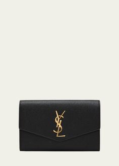 Saint Laurent Uptown YSL Wallet on Chain in Grained Leather Chic Formal Wallet On Chain With Logo Plaque, Classic Evening Wallet On Chain With Logo Plaque, Formal Leather Wallet On Chain With Logo Plaque, Classic Formal Wallet On Chain With Logo Plaque, Elegant Evening Wallet On Chain With Logo Plaque, Luxury Formal Wallet On Chain With Logo Plaque, Elegant Wallet On Chain With Logo Plaque, Classic Evening Wallet On Chain With Metal Logo, Classic Leather Wallet On Chain With Metal Logo