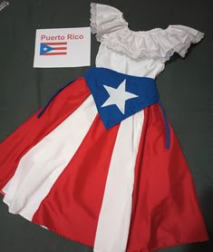 Handmade folklore or cultural dress costume for a girl, I'll make this outfit to your measurements, one you send me your measurements, around your chest, waist, hips and how long do you want it.  I also can do it for a group. Please, let me know if you have any questions, Puerto Rican Day Parade Outfit, Traditional White Costume Dress, White Carnival Costume Dress, White Dress For Carnival Costume, White Costume For Fancy Dress, Traditional Fitted Dress With Attached Cancan, Red Festival Costume Dresses, Traditional Red Dress For Costume Party, Puerto Rico Dress