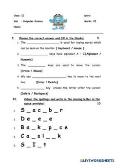 the worksheet is filled with words and numbers to help students learn how to spell