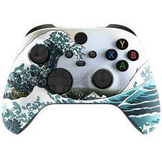 a video game controller with the great wave on it