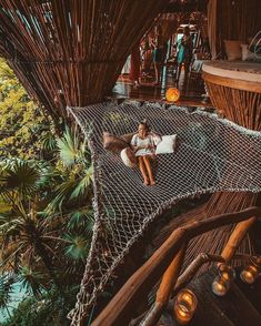 the instagram page shows an image of a woman laying in a hammock