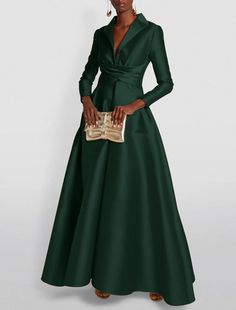 A-Line Evening Gown Elegant Red Green Dress Formal Wedding Guest Floor – Koutun Dress Festive V-neck Gown For Banquet, Festive A-line Wedding Gown, Festive A-line Evening Dress For Wedding, Long Sleeve Gown For Wedding, Long Sleeve Formal Gown For Festive Occasions, Solid Color Wedding Evening Dress With Fitted Bodice, Long Sleeve Festive Gown For Formal Occasions, Formal Festive Long Sleeve Gown, Festive Formal Long Sleeve Gown