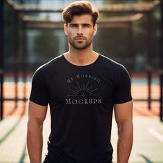 Black Branded Sports T-shirt, Mockup Downloads, Tee Shirt Homme, Graphic Editing, Tshirt Mockup, Pickleball, Software Design, Presentation Design, Mockup