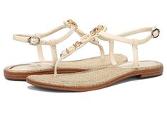 Sam Edelman Gigi Retro - Women's Shoes : Modern Ivory : The sleek style Sam Edelman Gigi Retro sandals are so subtle, they almost disappear. Leather upper. Synthetic lining. Foam footbed. Slip-on style. Adjustable ankle buckle closure. Flat sandals. Round toe silhouette. Synthetic outsole. Imported. Measurements: Heel Height: 1 2 in Product measurements were taken using size 7, width M. Please note that measurements may vary by size. Weight of footwear is based on a single item, not a pair. Elegant T-strap Sandals With Leather Footbed For Summer, Elegant Flat Sandals With Adjustable Strap, Elegant Adjustable T-strap Sandals With Buckle Closure, Chic Sandals With Ankle Strap And Textured Footbed, Chic Ankle Strap Sandals With Textured Footbed, Elegant T-strap Sandals With Adjustable Strap For Spring, Elegant Spring T-strap Sandals With Adjustable Strap, Chic Adjustable T-strap Sandals With Buckle Closure, Chic Adjustable T-strap Sandals With Buckle