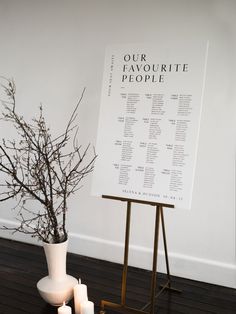 a table with candles and a sign on it