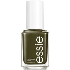 essie Salon-Quality Nail Polish, Vegan, Fall 2023, Olive Green, Meet Me at Midnight, 0.46 fl oz Features Glossy Shine Nail Polish: essie's Meet Me at Midnight is a deep olive green vegan nail polish with yellow undertones and a cream finish. Salon quality nail color formula provides flawless coverage and glossy shine Even, Professional Application: Our exclusive easy glide brush fits every nail size and allows for quick, streak-free, even and professional application at home. Flawless nail color coverage and durability with every brush stroke The Perfect Manicure: Apply 1 coat of any of our base coat polishes on nails, follow with two coats of essie nail polish, and finish with any 1 of our top coat offerings. Follow with essie on a roll apricot cuticle oil, a nail care essential Limited E Thanksgiving Nails Color, America Nails, Essie Nail Colors, Essie Polish, Fall Nail Polish, Purple Nail Polish, Vegan Nail Polish, Shine Nails, Essie Nail Polish