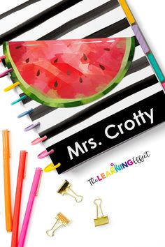 a book with pencils, markers and watermelon on it next to the title mrs crotty