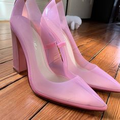 Never Worn Chic Pink Heels With Stacked Heel, Pink Stacked Heel Evening Heels, Chic Pink Block Heel Heels, Pink Heels, Shoes Women Heels, Shoes Heels, Women Shoes, Heels, Pink