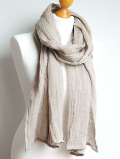 Soft natural linen scarf handmade by Zojanka. * Light and softened linen scarf, this scarf is made of very light pure linen fabric (gauze linen) * Shawl/wrap is made of 100% baltic linen fabric, which is produced in Poland. * Scarf drapes very well, can be worn in many many ways. Shawl can be worn with your favourite t-shirt and pair of jeans with other linen, it will add some stylish look to your outfit. * I have secured edges with a small hem, it won't fray * Shawl is naturally creased * Measu Beige Linen Bohemian Scarf, Bohemian Beige Linen Scarf, Shawl For Women, Linen Scarf, Scarf Handmade, Linen Scarves, Scarf Fashion, Shawl Wrap, Soft Natural