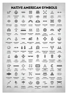 native american symbols are shown in black and white on a sheet of paper, with the words native american symbols below it