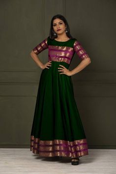 Paithani Dresses, Long Frocks For Women, Simple Frock, Women Gown, Types Of Gowns, Gown Party Wear