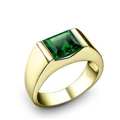 Wedding Band Ring for Him 1.80ct Square Green Emerald in Solid 10K Yellow Gold Taurus Gift http://www.jewelsformen.com/products/wedding-band-ring-for-him-1-80ct-square-green-emerald-in-solid-10k-yellow-gold-taurus-gift Mens Emerald Rings, Emerald Ring Vintage, Men's Wedding Ring, Square Rings, Band Jewelry, Emerald Gemstone, Green Emerald, Emerald Ring, High Quality Jewelry