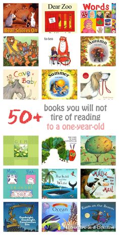 children's books with the words 50 + years old written in red on them