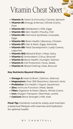 Holistic Health Hack: The Ultimate Vitamin Cheat Sheet - chantfull Womens Holistic Health, Vitamins Cheat Sheet, Health Cheat Sheet, Better Health Lifestyle, Supplement Cheat Sheet, Gut Health Vitamins, Health Hacks For Women, Holistic Health Recipes, Skin Health Tips