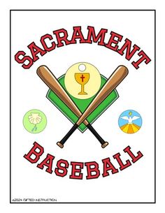 the logo for sacramento baseball, with two bats and a trophy in the center on a white background