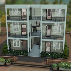 an artist's rendering of a two story apartment building