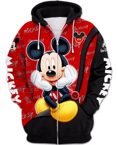 Disney Characters Mickey Mouse, Mickey Hoodie, Mickey Mouse Jacket, Mickey Mouse Hoodie, Cute Mickey Mouse, Mouse Print, Functional Fashion, Sweatshirt Zipper, Space Cat