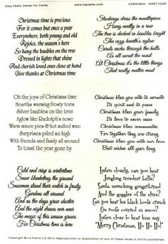 some type of christmas poem written in cursive writing with black ink on white paper