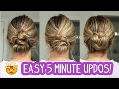 POV YOU HAVE LESS THAN 5 MINUTES TO DO AN UPDO! Here's 3 Easy Updo To Try | Short, Medium, Long Hair - YouTube Diy Easy Updo, Medium Length Updo Easy, How To Do An Updo Yourself, Hair Toturial, Easy Buns, Easy Chignon, Easy Updos For Medium Hair, Hair Updos Tutorials, Mom Hair