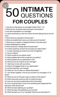 Intimate Questions For Couples, Beginners Fitness, Happy Marriage Tips, Romantic Questions, Romantic Date Night Ideas