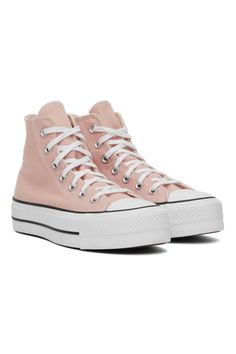 Pink Chuck Taylor All Star Lift Platform Sneakers by Converse on Sale Canvas Platform Sneakers With Gum Sole, Canvas Platform Sneakers With Gum Sole And Round Toe, Pink Canvas High-top Sneakers For Spring, Spring Cotton High-top Sneakers With Round Toe, Pink Cotton High-top Sneakers For Spring, Pink Lace-up High-top Cotton Sneakers, Pink Lace-up Cotton High-top Sneakers, Pink Cotton Sneakers With Round Toe, Pink High-top Cotton Canvas Shoes