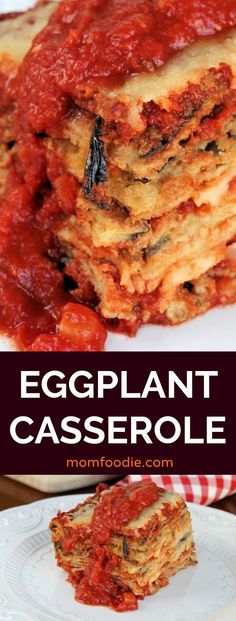 eggplant casserole with tomato sauce on top