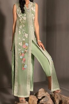 Buy Pink Tulip Pakistani Indian Designer Wear Pistachio Green Outfit PR 1023 Online in India - Etsy Pistachio Green Outfit, Net Pants, Saira Shakira, Lehenga Saree Design, Luxury Pret, Kurti Designs Party Wear, Pistachio Green, Indian Designer Outfits, Pink Tulips