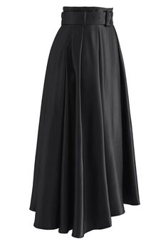 Belted Texture Flare Maxi Skirt in Black - Retro, Indie and Unique Fashion 1950 Outfits, Fashion Costume Halloween, Modern Womens Fashion, Modest Dresses Casual, Black Pleated Skirt, Muslim Fashion Dress, Hijab Fashion Inspiration