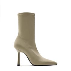 3102/110 Pointed Toe Side Zip Fastening Heel Is 4.25 Inches New With Tags No Box Ankle Boots Made Of Elastic Fabric 86% Polyamide, 14% Elastane Beige Ankle-high Boots For Work, Elegant Beige Boots With 4-inch Heel, Beige High Heel Evening Boots, Beige High Heel Boots For Evening, Fitted Beige Mid-calf Boots With High Ankle, Beige Fitted Mid-calf Boots With High Ankle, Fitted Beige Mid-calf High Ankle Boots, Beige Ankle Boot Heels With Padded Heel, Beige Padded Heel Ankle Boots