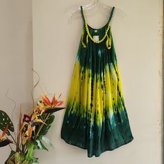 Island Style Green Yellow Tie Dye Pattern Beaded Spaghetti Straps Os Nwt Sundress Scoop Neck With Covered Bead Detail Colors: Shades Of Green And Yellow Features: Spring Summer Fall Resort Cruise Vacation Beach Parties Wear Nww With Tag - Nwt No Holes, Stains Or Tears Women's Size: Os, Fits Most See Photos For Measurements (In Inches) Pictures Are Part Of The Description. Please Review Pics Before Purchasing Fast Shipping: We Ship Same Day To Next Business Day!!! (Trqb#3587cwahsa240524.450/06042 Green Mini Sundress For Beach Season, Green Halter Neck Sundress With Adjustable Straps, Green Sleeveless Sundress With Adjustable Straps, Casual Green Sundress With Spaghetti Straps, Green Cotton Sundress For Summer, Summer Festival Sundress With Spaghetti Straps, Green Cotton Beach Sundress, Yellow Spaghetti Strap Mini Dress For Summer, Green Mini Length Sundress For Summer